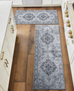 Wyatt & Ash Dream Mink Washable 2-Piece Rug Set Geraldine Grey Geometric 2' x 6' Runner Rug & 2' x 4' Accent Rug