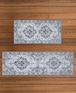 Wyatt & Ash Dream Mink Washable 2-Piece Rug Set Geraldine Grey Geometric 2' x 6' Runner Rug & 2' x 4' Accent Rug