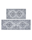 Wyatt & Ash Dream Mink Washable 2-Piece Rug Set Geraldine Grey Geometric 2' x 6' Runner Rug & 2' x 4' Accent Rug