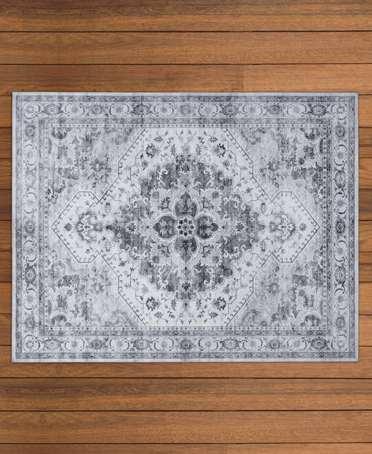 Wyatt & Ash Dream Mink Washable 2-Piece Rug Set Geraldine Grey Geometric 2' x 6' Runner Rug & 2' x 4' Accent Rug