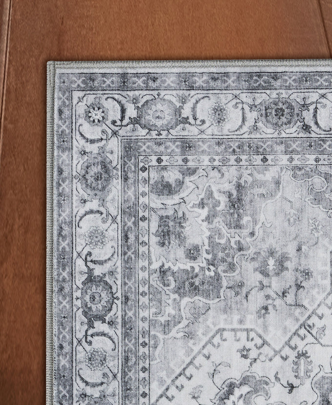 Wyatt & Ash Dream Mink Washable Rug Geraldine Grey Geometric 6'6" x 9'6" Area Rug