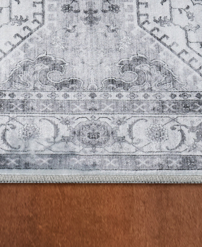 Wyatt & Ash Dream Mink Washable Rug Geraldine Grey Geometric 6'6" x 9'6" Area Rug