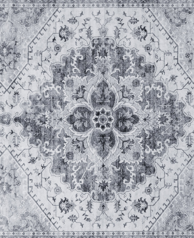Wyatt & Ash Dream Mink Washable Rug Geraldine Grey Geometric 6'6" x 9'6" Area Rug