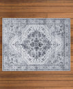 Wyatt & Ash Dream Mink Washable Rug Geraldine Grey Geometric 6'6" x 9'6" Area Rug